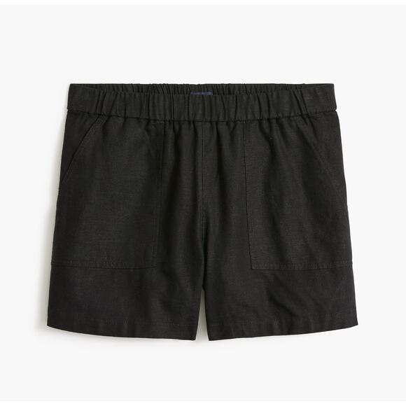 J.Crew Linen Blend Pull On Short High Waist Pockets Lightweight Black Small NWT - Picture 4 of 11